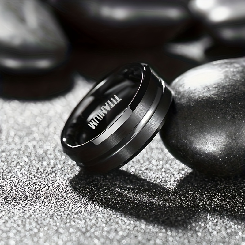 PANASH Men's 8mm Titanium Ring Matte Business Style for Wedding Engagement